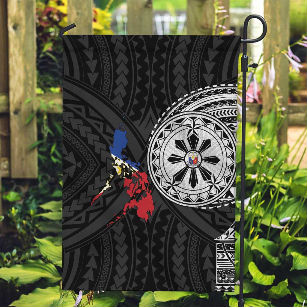 Philippines Strong Garden Flag Filipino Map Polynesian Tattoo LT14 Garden Flag Black - Polynesian Pride