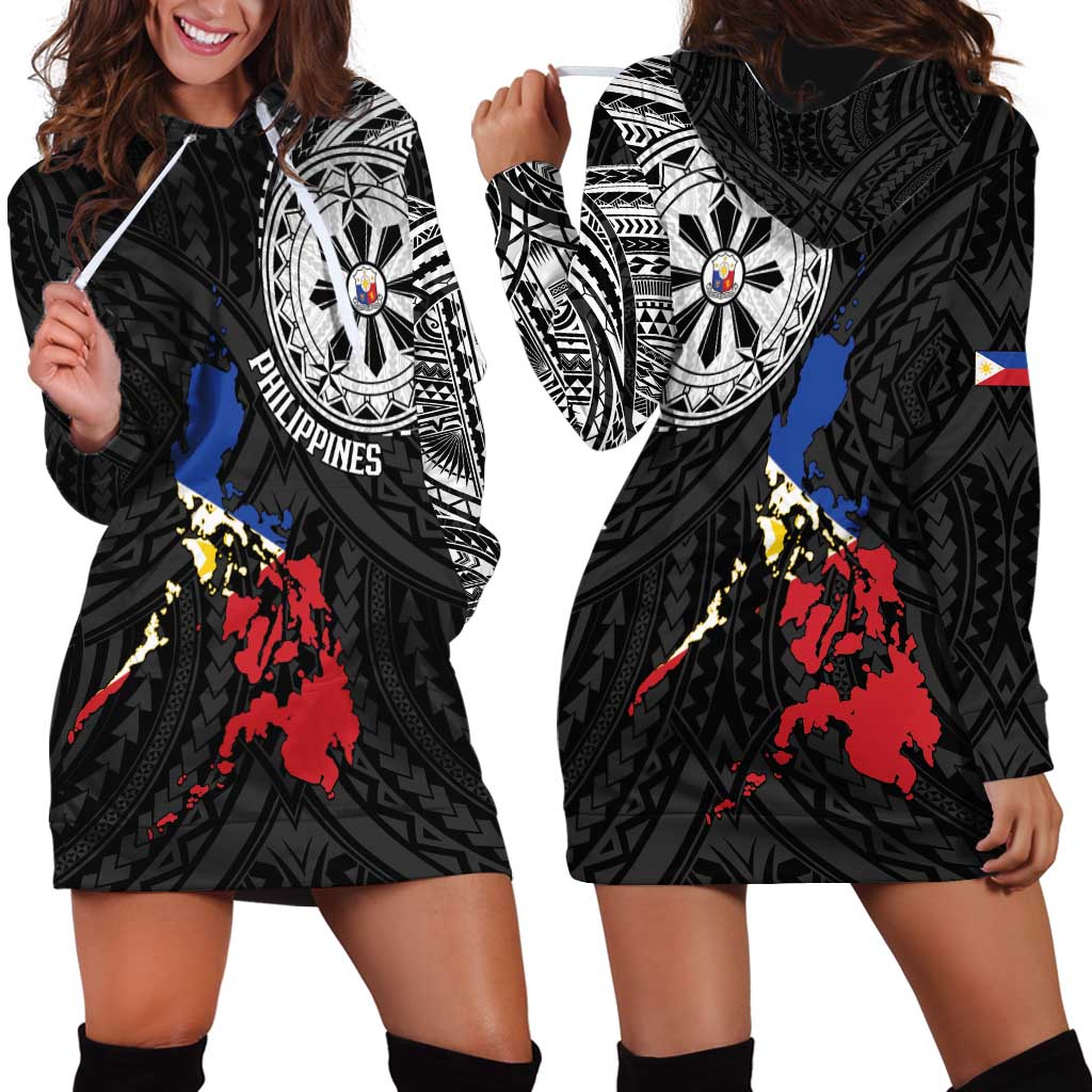 Philippines Strong Hoodie Dress Filipino Map Polynesian Tattoo LT14 - Polynesian Pride