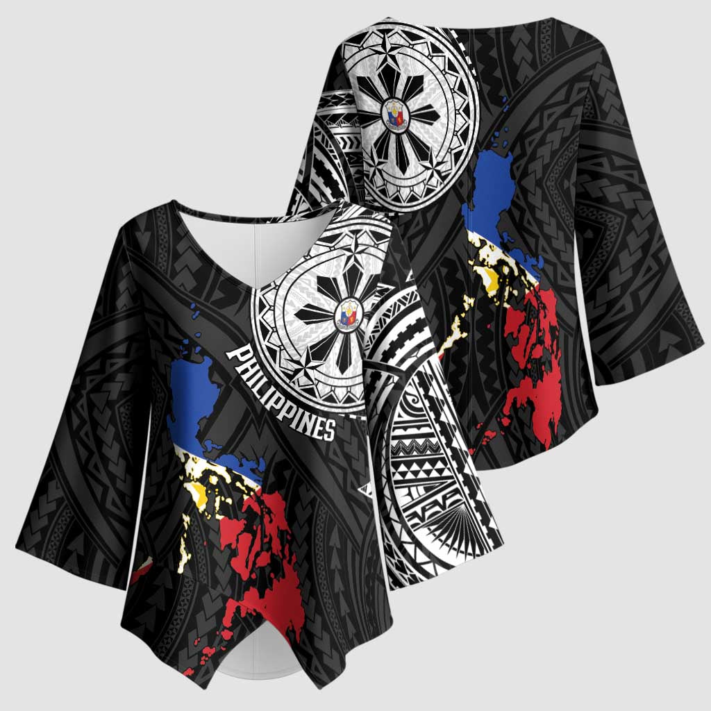 Philippines Strong Kimono Sleeve Blouse Filipino Map Polynesian Tattoo LT14 - Polynesian Pride