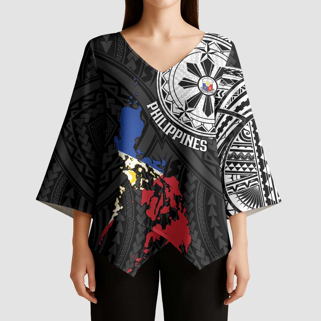 Philippines Strong Kimono Sleeve Blouse Filipino Map Polynesian Tattoo LT14 - Polynesian Pride