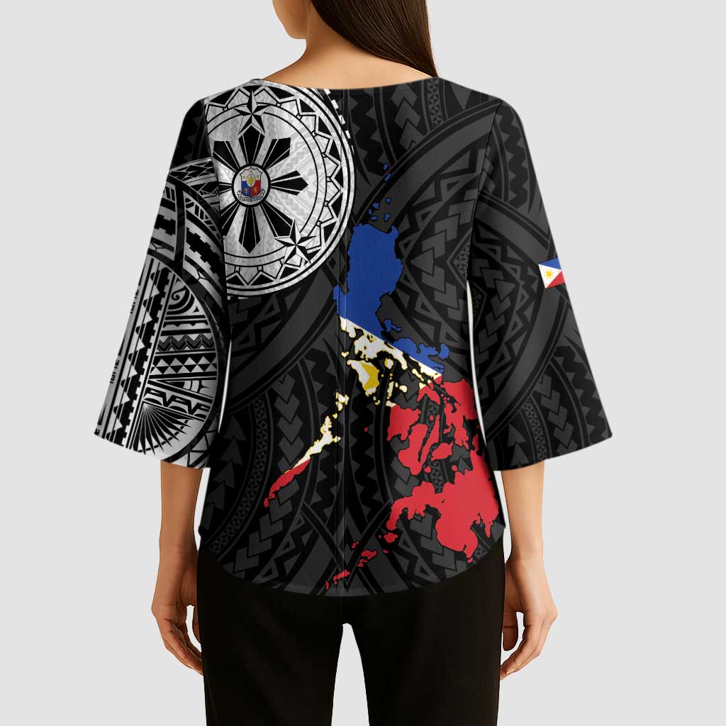 Philippines Strong Kimono Sleeve Blouse Filipino Map Polynesian Tattoo LT14 - Polynesian Pride