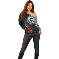 Philippines Strong Off Shoulder Sweater Filipino Map Polynesian Tattoo LT14 - Polynesian Pride