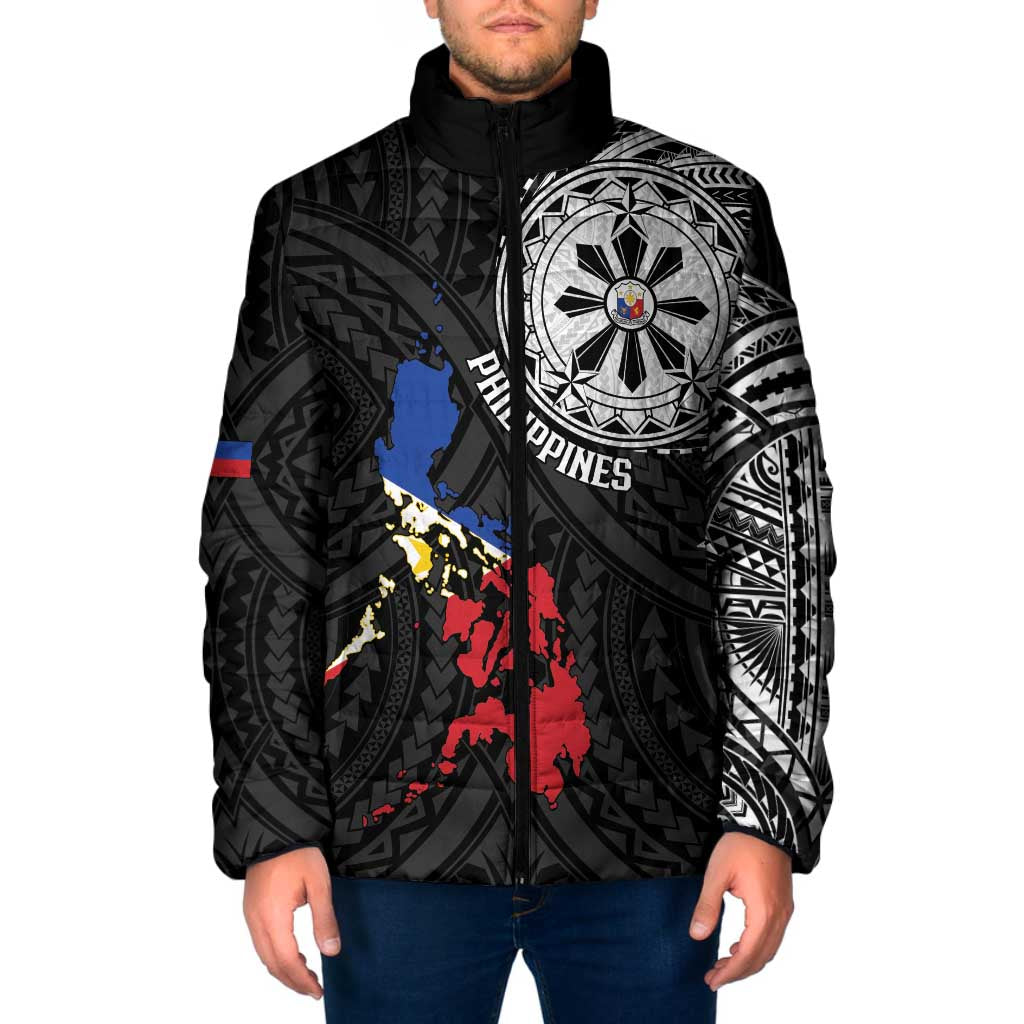 Philippines Strong Padded Jacket Filipino Map Polynesian Tattoo LT14 Men Black - Polynesian Pride