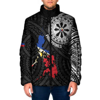 Philippines Strong Padded Jacket Filipino Map Polynesian Tattoo LT14 Men Black - Polynesian Pride
