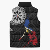 Philippines Strong Sleeveless Puffer Jacket Filipino Map Polynesian Tattoo LT14 - Polynesian Pride