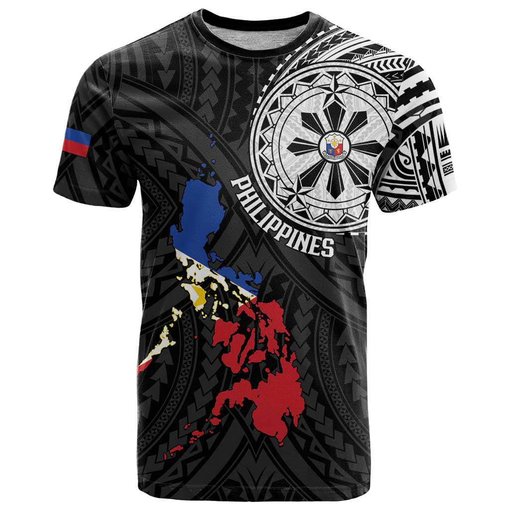Philippines Strong T Shirt Filipino Map Polynesian Tattoo LT14 Black - Polynesian Pride