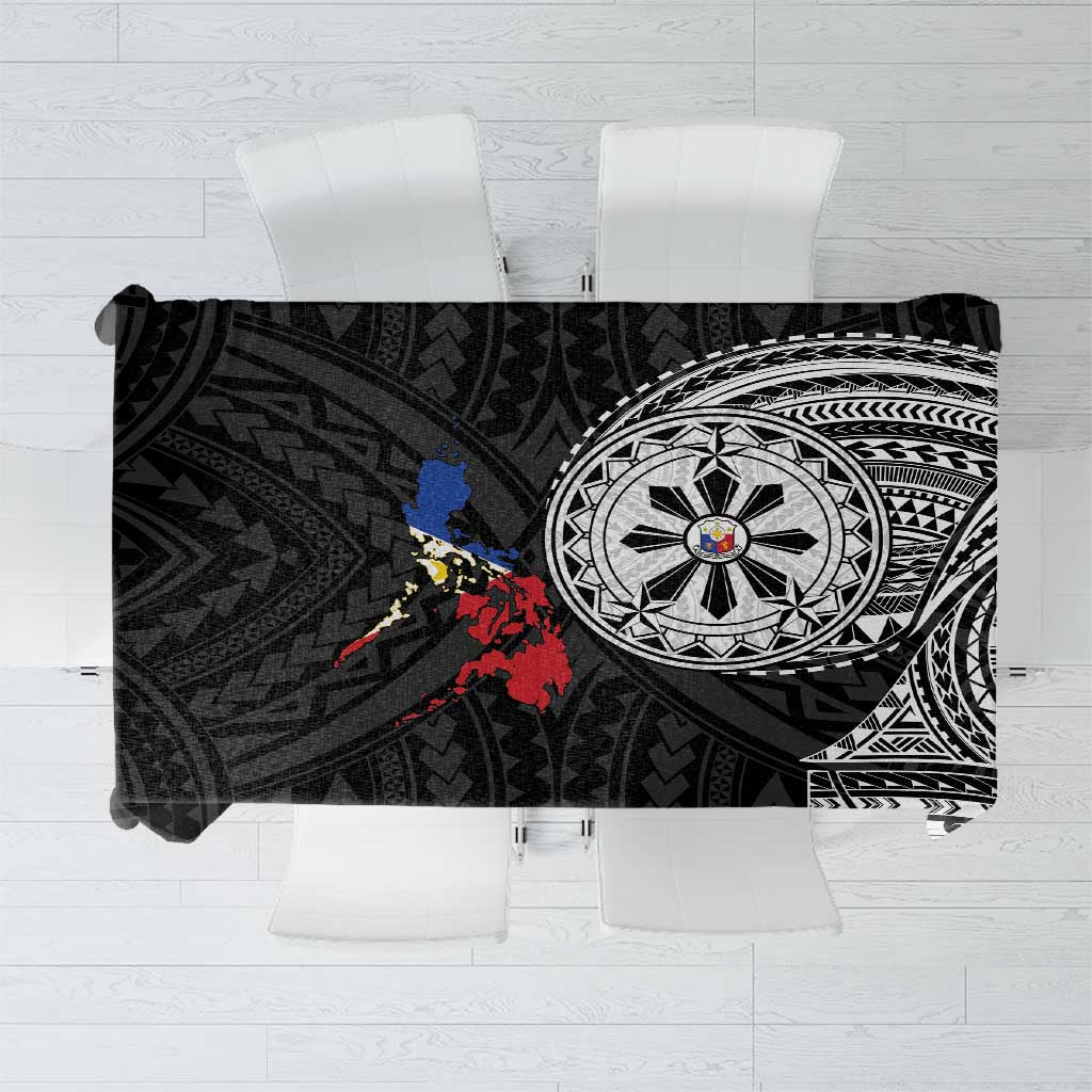 Philippines Strong Tablecloth Filipino Map Polynesian Tattoo LT14 Black - Polynesian Pride
