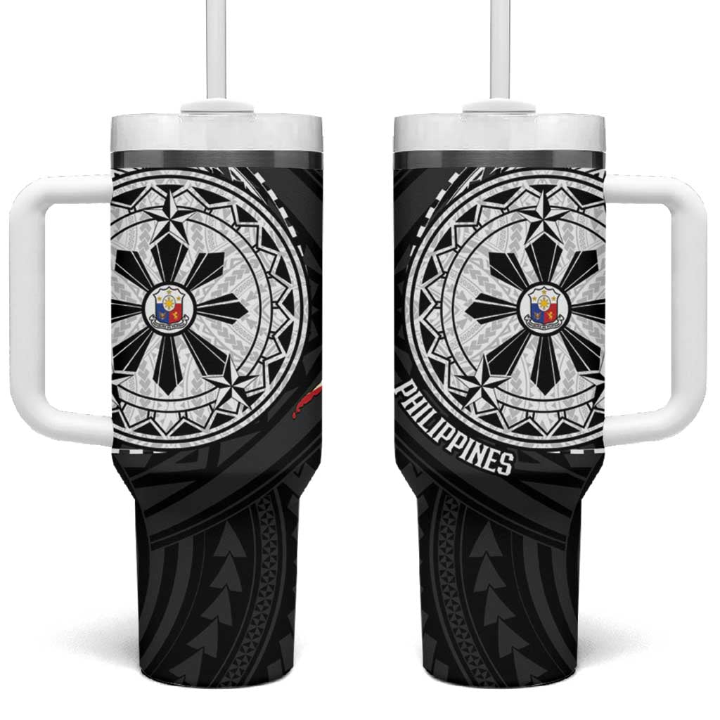 Philippines Strong Tumbler With Handle Filipino Map Polynesian Tattoo LT14 One Size: 40 oz Black - Polynesian Pride