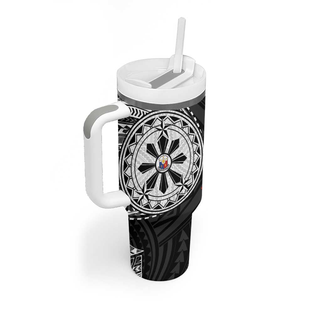 Philippines Strong Tumbler With Handle Filipino Map Polynesian Tattoo LT14 - Polynesian Pride