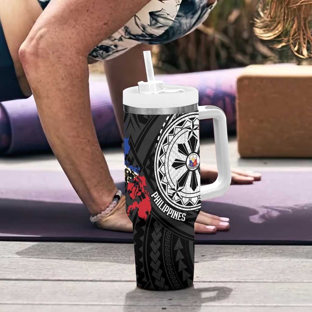 Philippines Strong Tumbler With Handle Filipino Map Polynesian Tattoo LT14 - Polynesian Pride