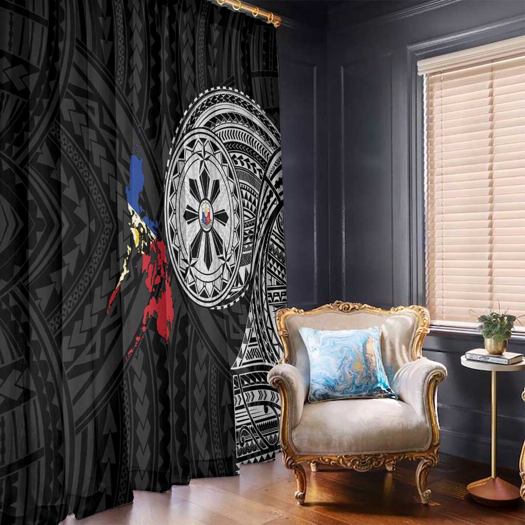 Philippines Strong Window Curtain Filipino Map Polynesian Tattoo LT14 - Polynesian Pride