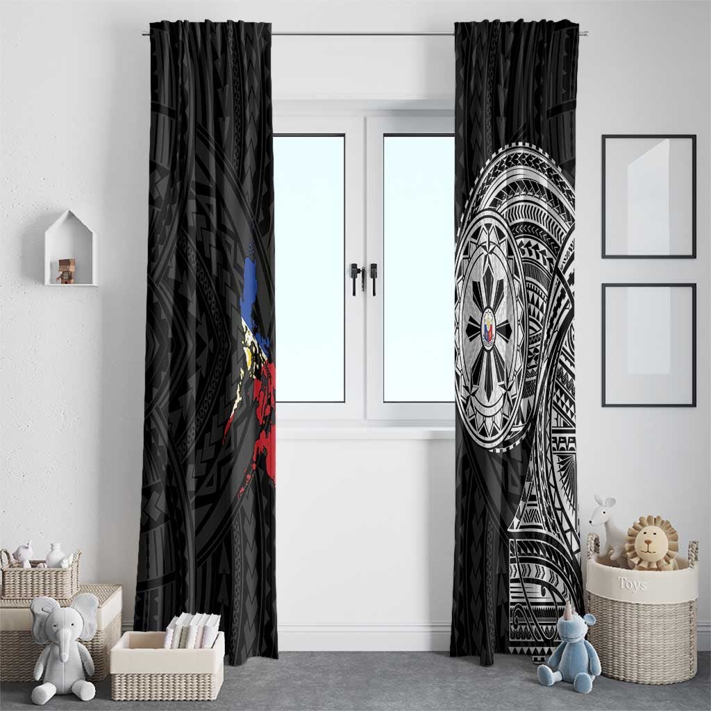 Philippines Strong Window Curtain Filipino Map Polynesian Tattoo LT14 - Polynesian Pride