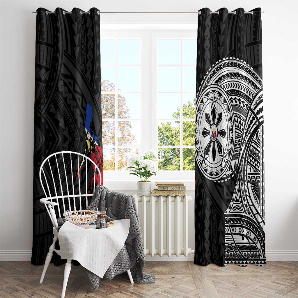 Philippines Strong Window Curtain Filipino Map Polynesian Tattoo LT14 - Polynesian Pride