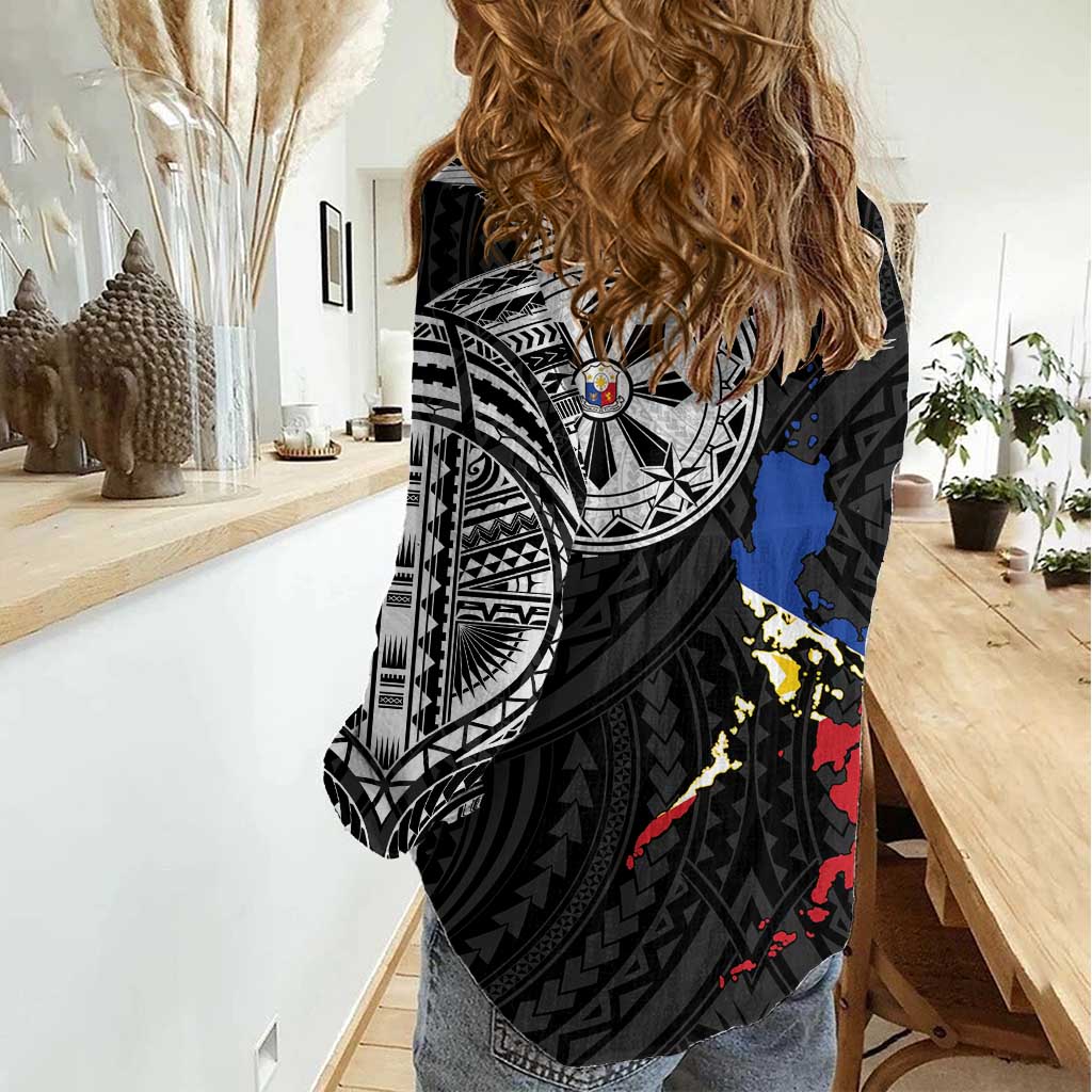 Philippines Strong Women Casual Shirt Filipino Map Polynesian Tattoo LT14 - Polynesian Pride