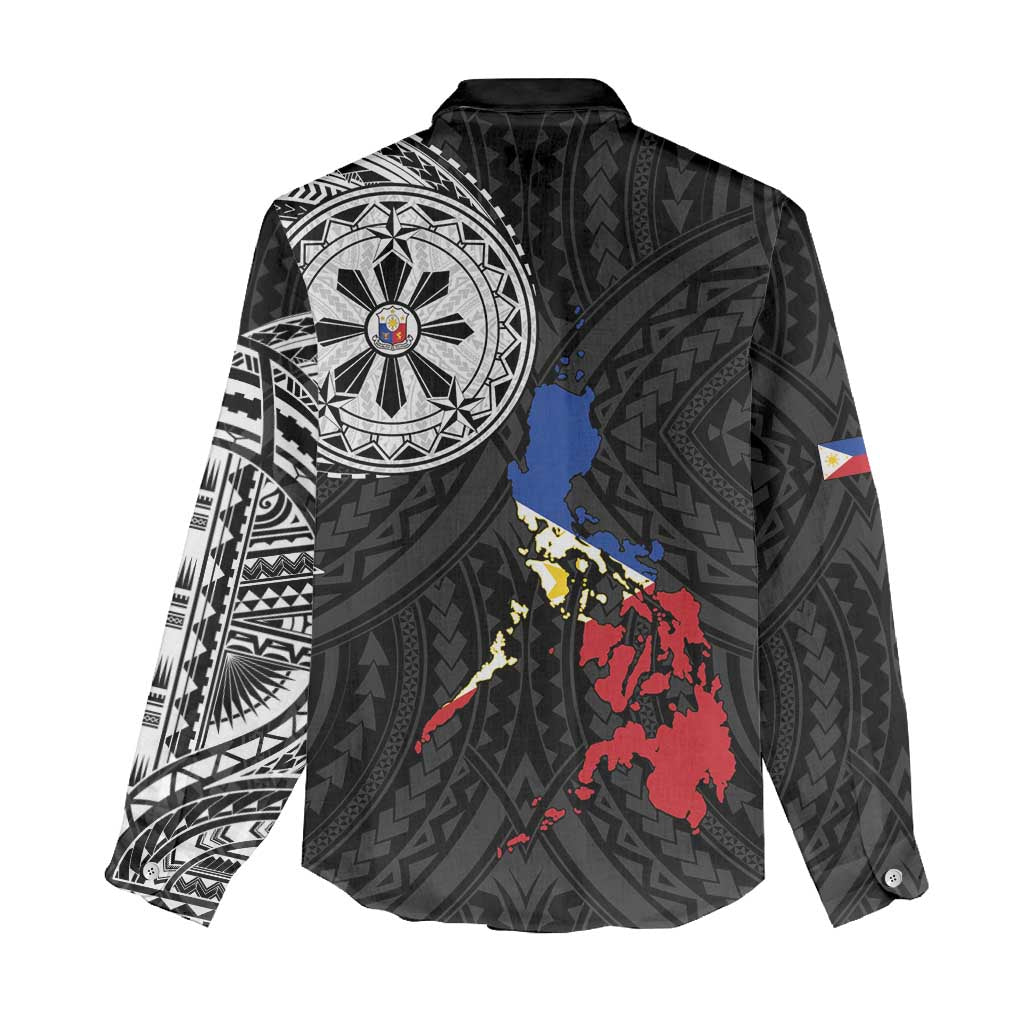Philippines Strong Women Casual Shirt Filipino Map Polynesian Tattoo LT14 - Polynesian Pride