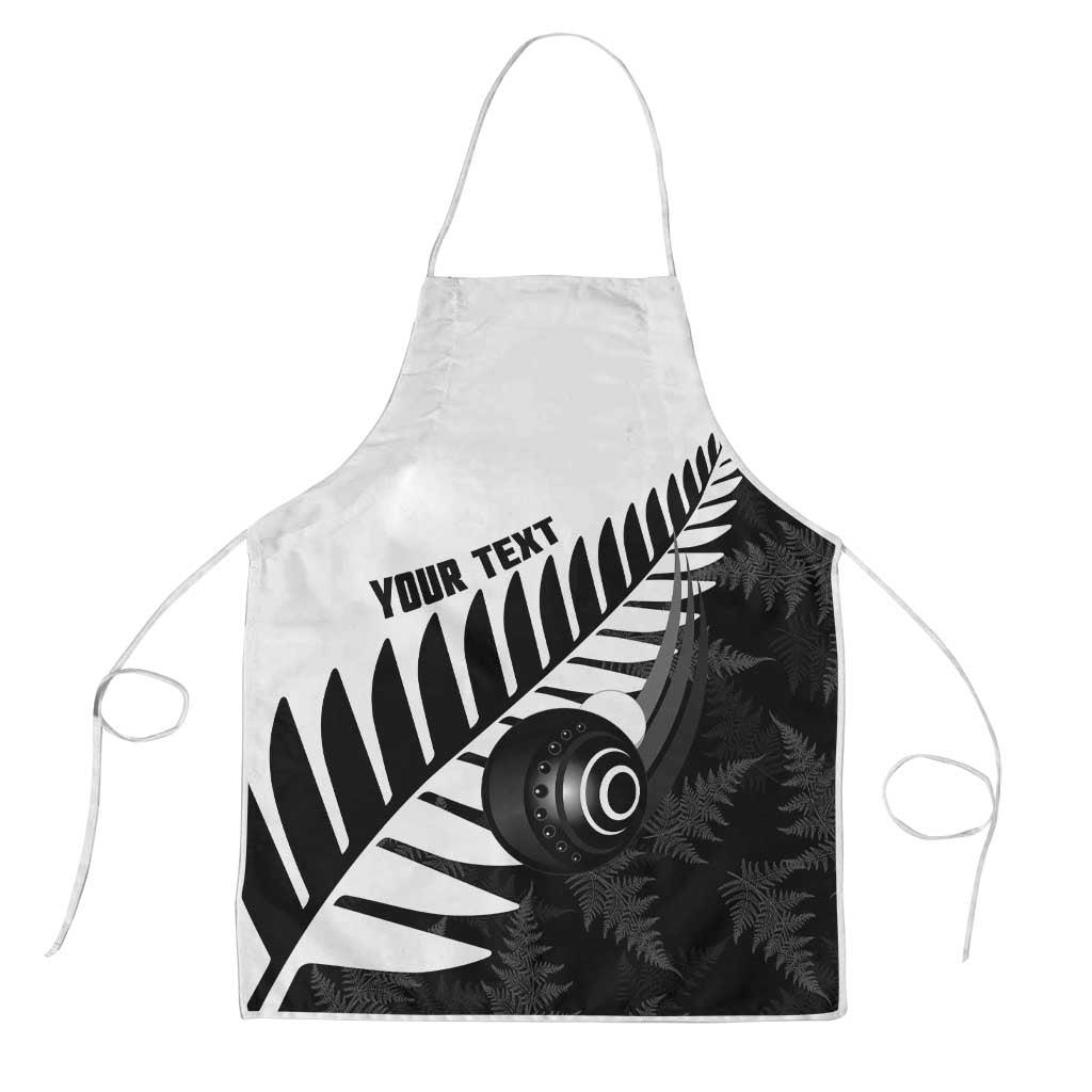 New Zealand Lawn Bowls Custom Apron Aotearoa Silver Fern LT14 Black - Polynesian Pride