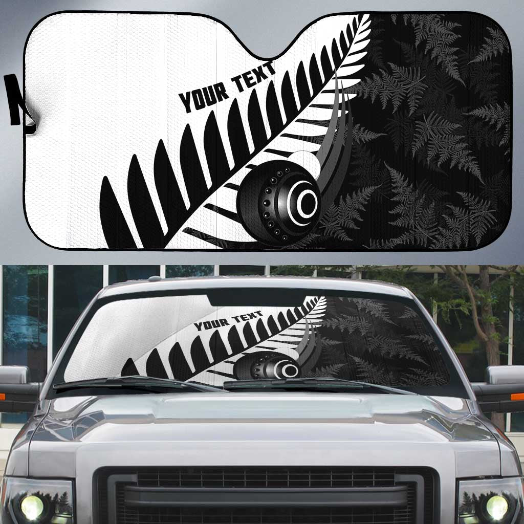 New Zealand Lawn Bowls Custom Auto Sun Shade Aotearoa Silver Fern LT14 Black - Polynesian Pride