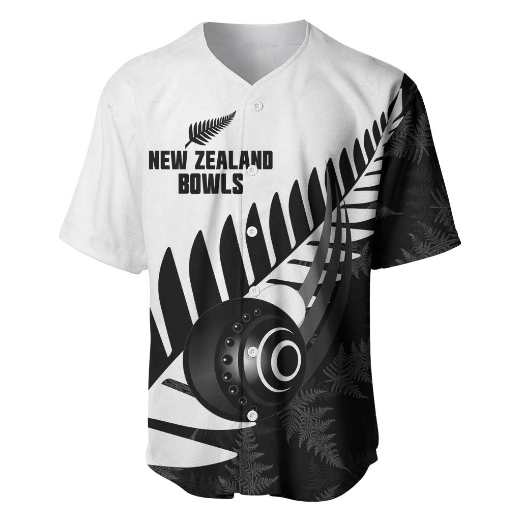 New Zealand Lawn Bowls Custom Baseball Jersey Aotearoa Silver Fern LT14 Black - Polynesian Pride