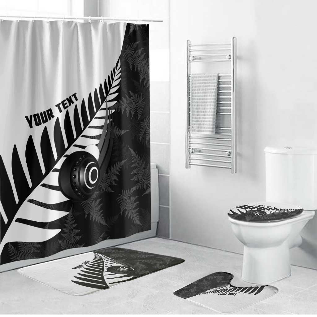 New Zealand Lawn Bowls Custom Bathroom Set Aotearoa Silver Fern LT14 Bathroom Set (4 pcs) Black - Polynesian Pride