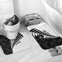 New Zealand Lawn Bowls Custom Bathroom Set Aotearoa Silver Fern LT14 Mat Set Only (3 pcs) One Size Black - Polynesian Pride