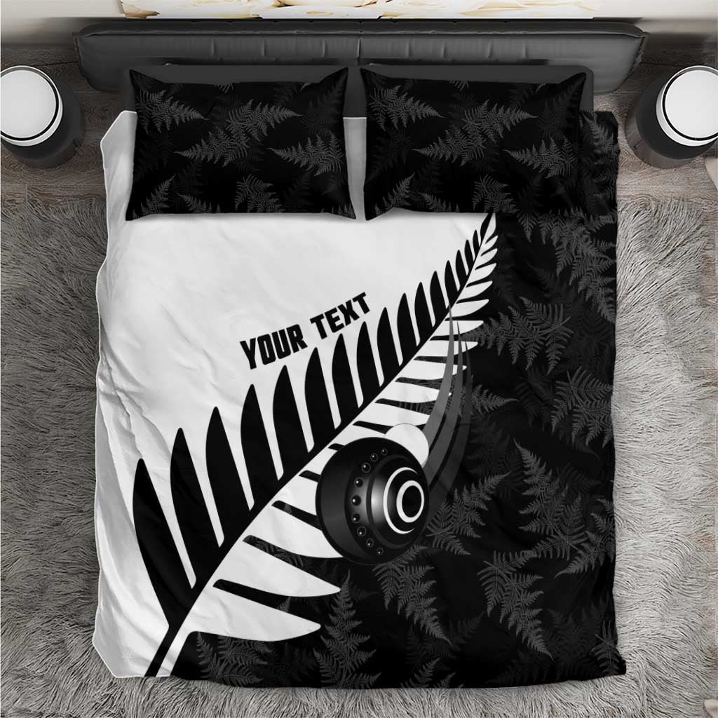 New Zealand Lawn Bowls Custom Bedding Set Aotearoa Silver Fern LT14 Black - Polynesian Pride