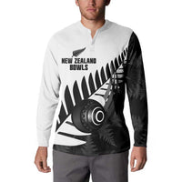 New Zealand Lawn Bowls Custom Button Sweatshirt Aotearoa Silver Fern LT14 - Polynesian Pride