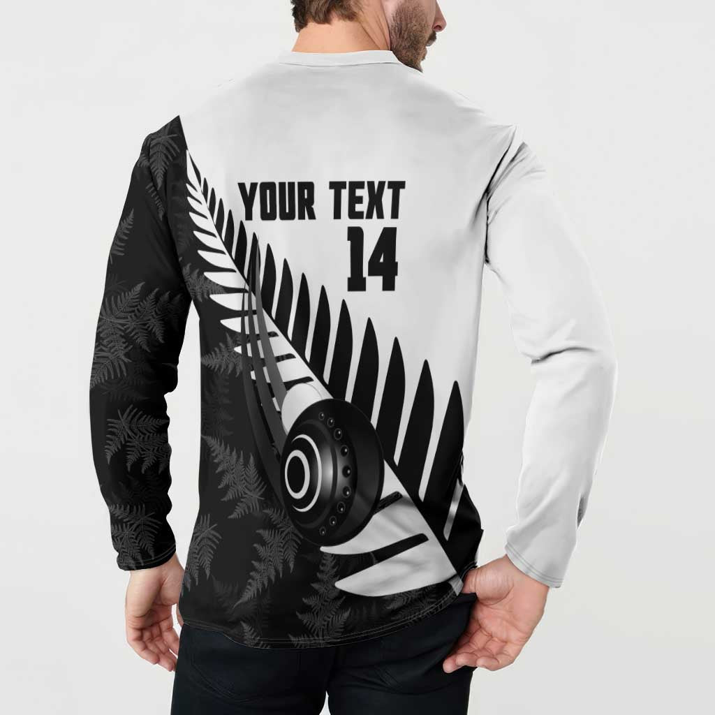 New Zealand Lawn Bowls Custom Button Sweatshirt Aotearoa Silver Fern LT14 - Polynesian Pride