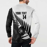 New Zealand Lawn Bowls Custom Button Sweatshirt Aotearoa Silver Fern LT14 - Polynesian Pride