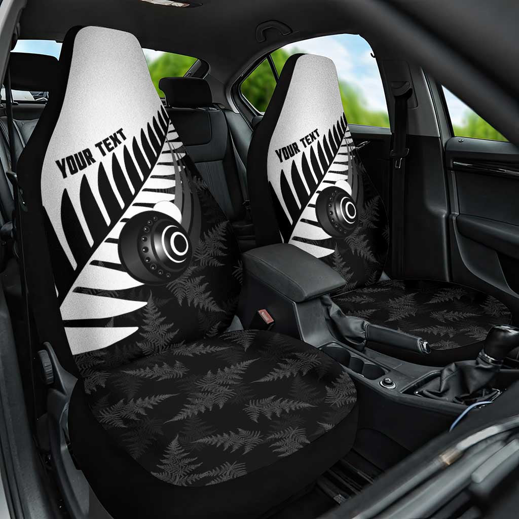 New Zealand Lawn Bowls Custom Car Seat Cover Aotearoa Silver Fern LT14 One Size Black - Polynesian Pride