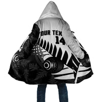 New Zealand Lawn Bowls Custom Cloak Aotearoa Silver Fern LT14 Unisex Black - Polynesian Pride