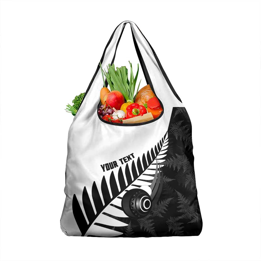 New Zealand Lawn Bowls Custom Grocery Bag Aotearoa Silver Fern LT14 1-pack One Size Black - Polynesian Pride