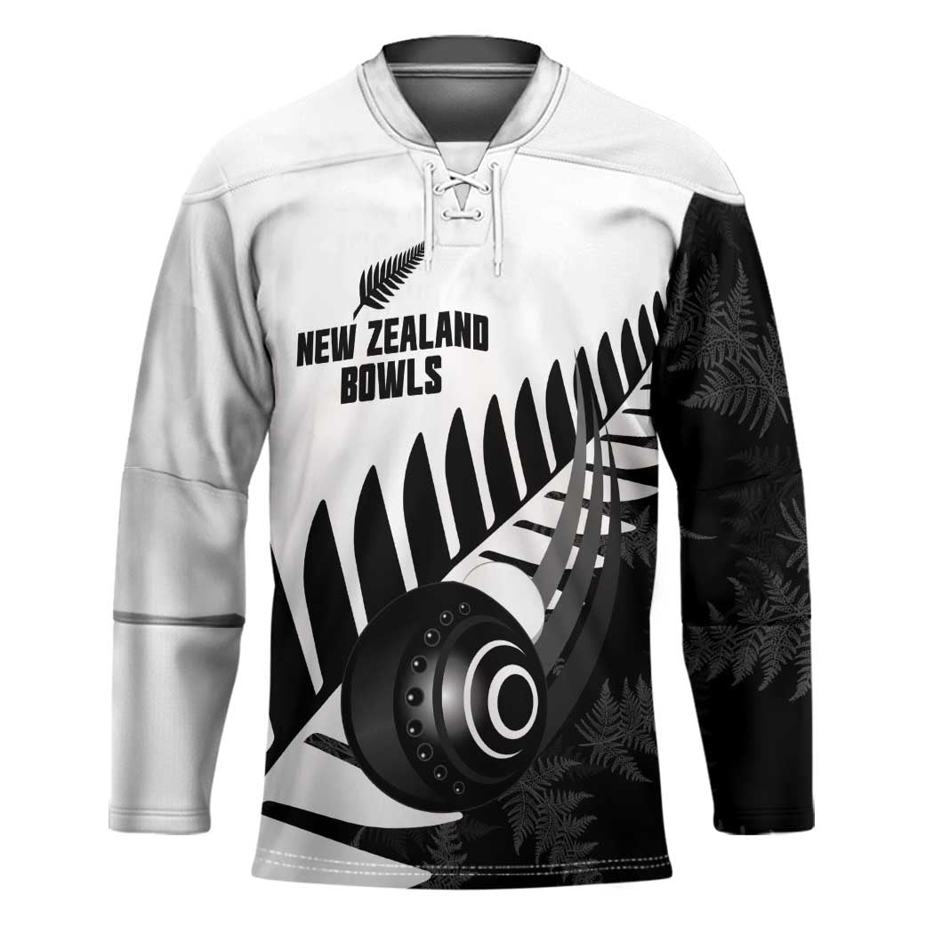 New Zealand Lawn Bowls Custom Hockey Jersey Aotearoa Silver Fern LT14 Unisex Black - Polynesian Pride