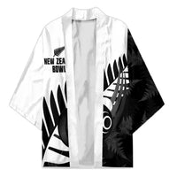 New Zealand Lawn Bowls Custom Kimono Aotearoa Silver Fern LT14 Unisex Black - Polynesian Pride