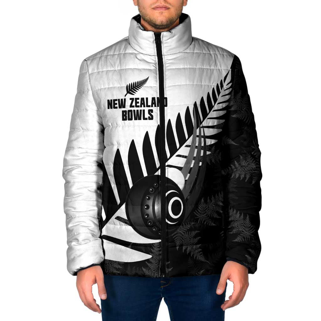 New Zealand Lawn Bowls Custom Padded Jacket Aotearoa Silver Fern LT14 Men Black - Polynesian Pride