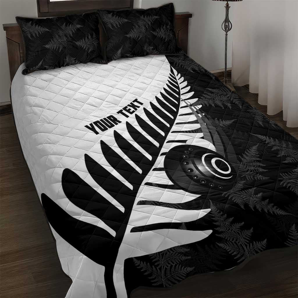 New Zealand Lawn Bowls Custom Quilt Bed Set Aotearoa Silver Fern LT14 Black - Polynesian Pride