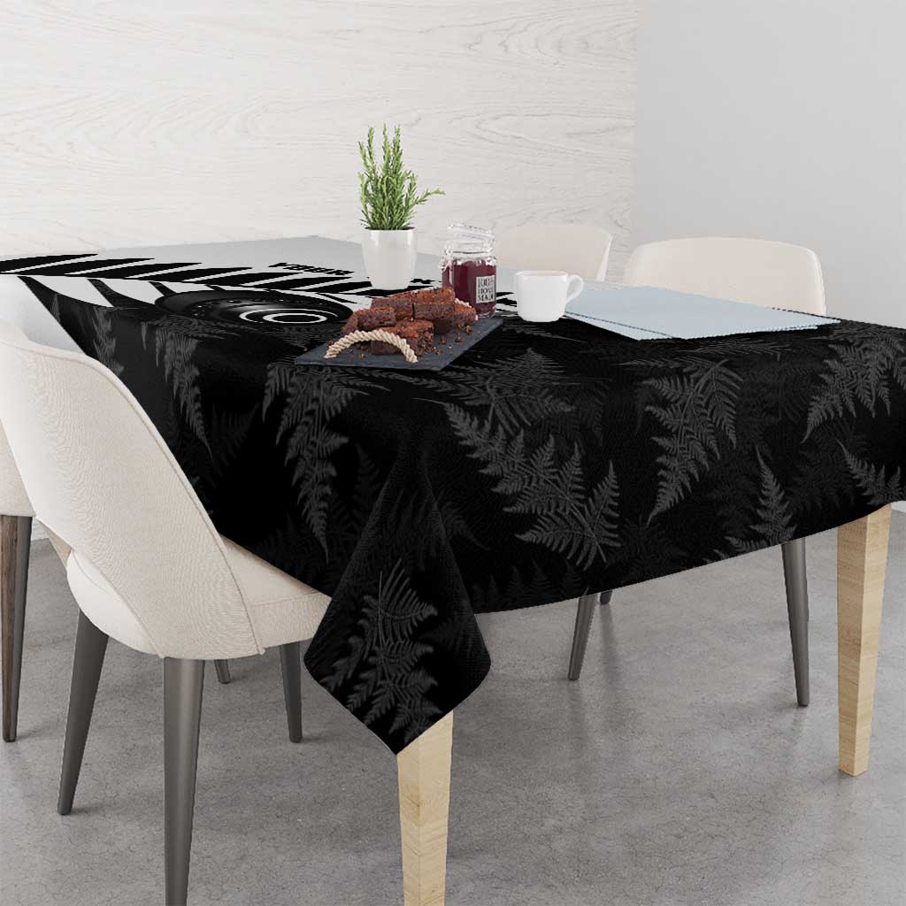 New Zealand Lawn Bowls Custom Tablecloth Aotearoa Silver Fern LT14 - Polynesian Pride