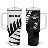 New Zealand Lawn Bowls Custom Tumbler With Handle Aotearoa Silver Fern LT14 One Size: 40 oz Black - Polynesian Pride