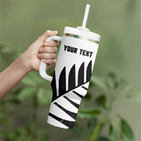 New Zealand Lawn Bowls Custom Tumbler With Handle Aotearoa Silver Fern LT14 - Polynesian Pride