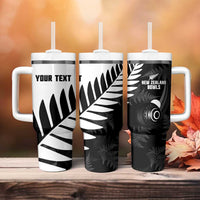 New Zealand Lawn Bowls Custom Tumbler With Handle Aotearoa Silver Fern LT14 - Polynesian Pride