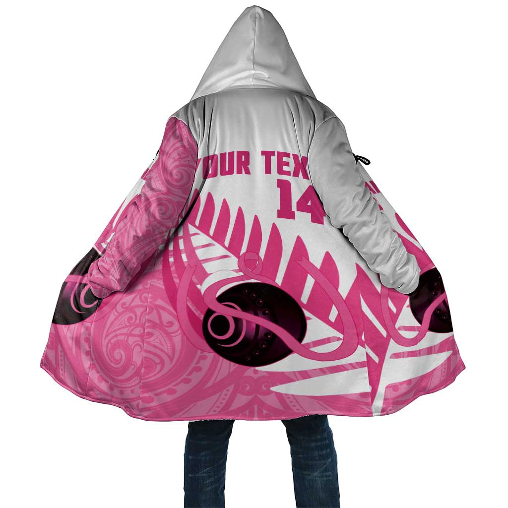 New Zealand Lawn Bowls Breast Cancer Custom Cloak Aotearoa Maori Silver Fern Pink Ribbon LT14 Unisex Pink - Polynesian Pride