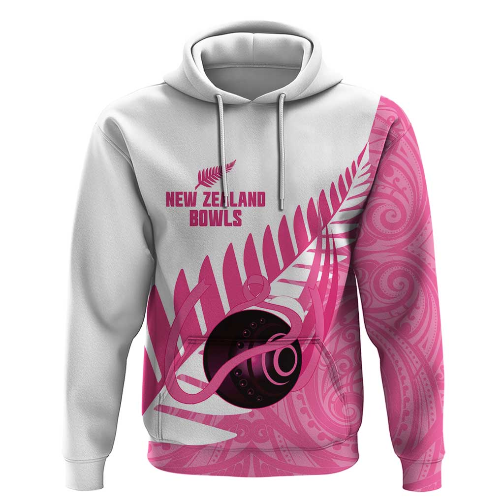 New Zealand Lawn Bowls Breast Cancer Custom Hoodie Aotearoa Maori Silver Fern Pink Ribbon LT14 Pullover Hoodie Pink - Polynesian Pride
