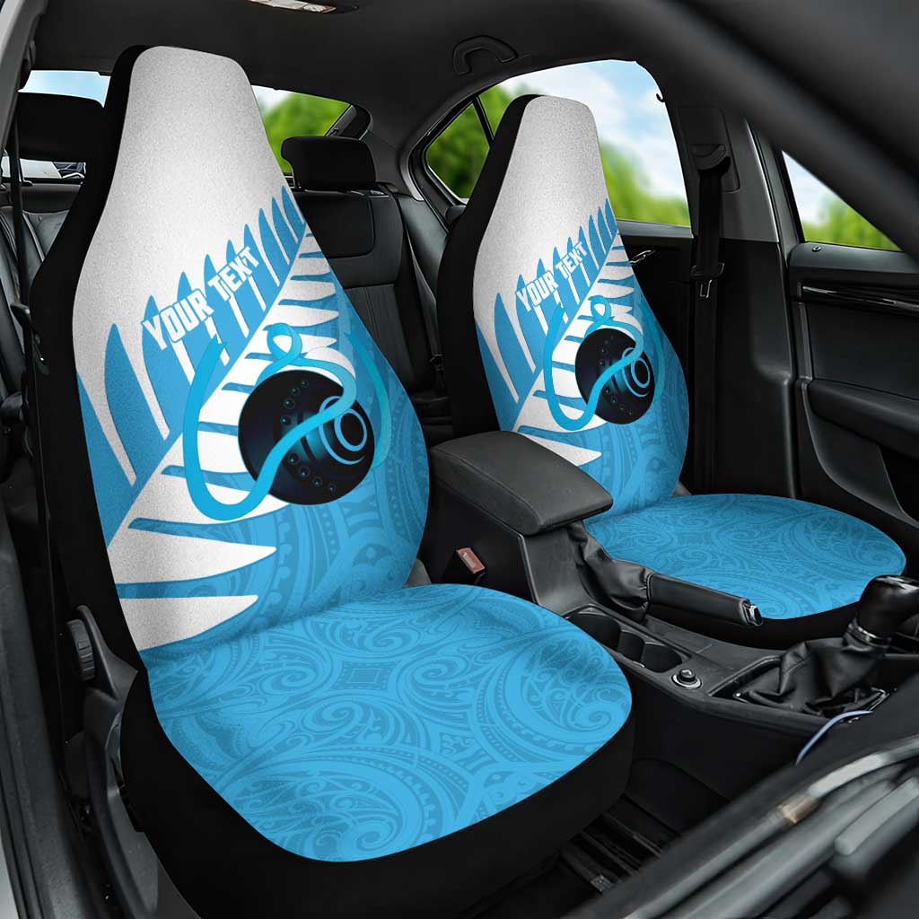 New Zealand Lawn Bowls Prostate Cancer Custom Car Seat Cover Aotearoa Maori Silver Fern Blue Ribbon LT14 One Size Blue - Polynesian Pride