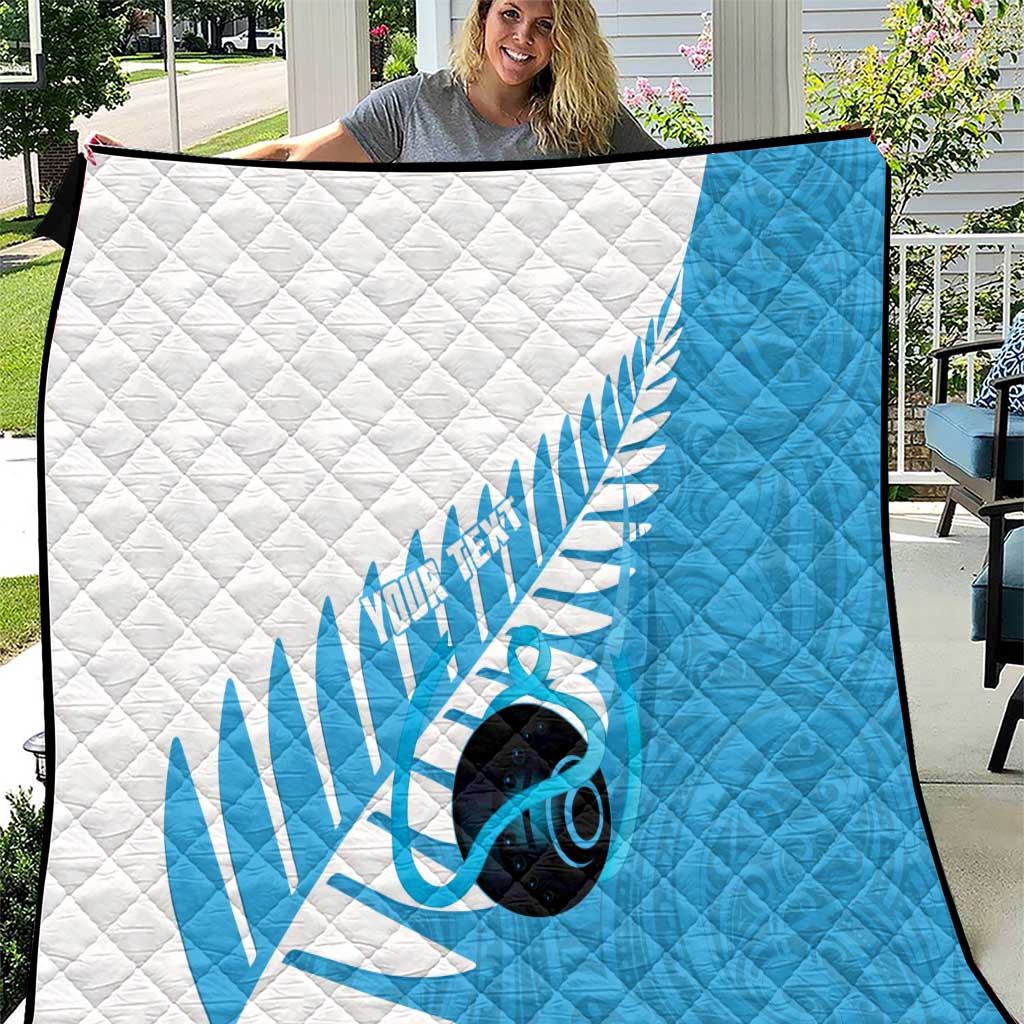 New Zealand Lawn Bowls Prostate Cancer Custom Quilt Aotearoa Maori Silver Fern Blue Ribbon LT14 Blue - Polynesian Pride