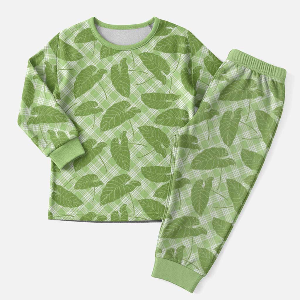 Green Hawaii Kalo Palaka Motifs Christmas Pajama Set Hawaiian Taro Leaves Elegant Vibes LT14 Men Green - Polynesian Pride
