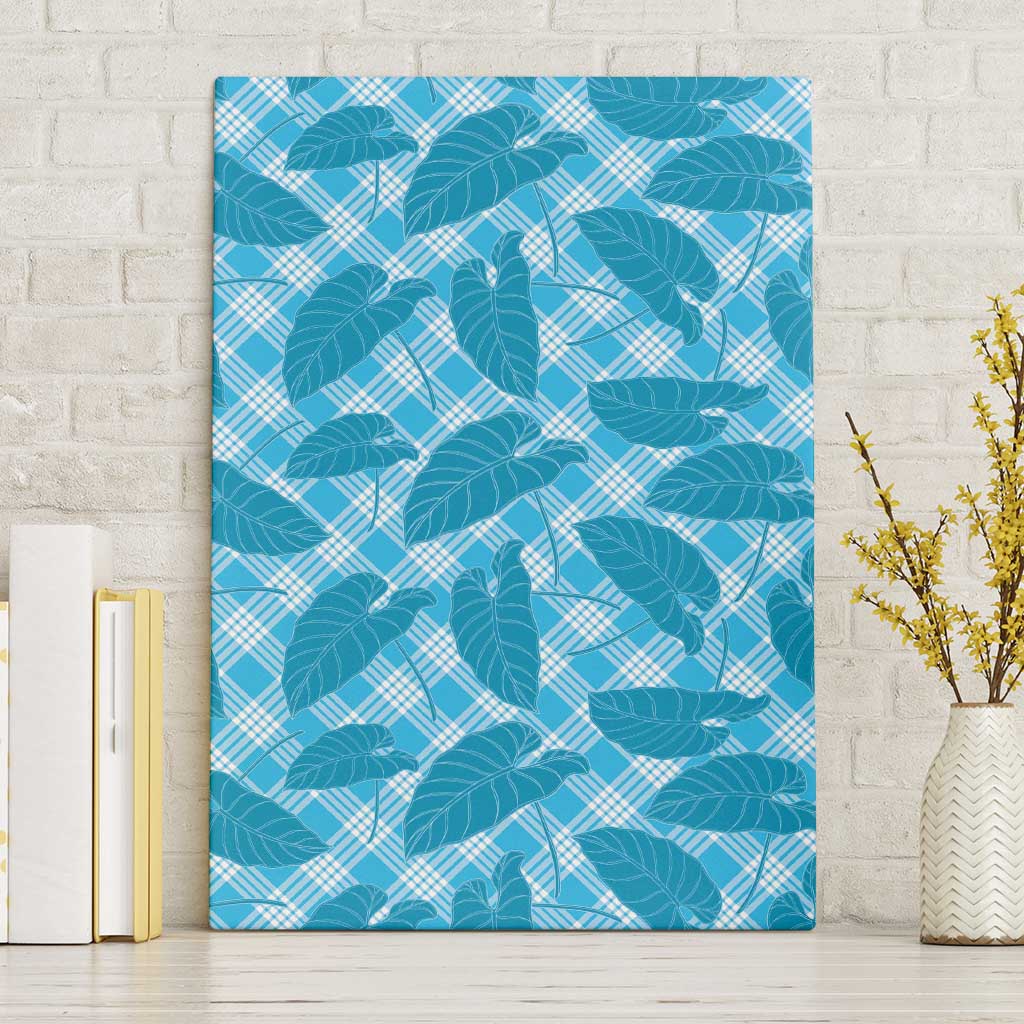 Blue Hawaii Kalo Palaka Motifs Canvas Wall Art Hawaiian Taro Leaves Elegant Vibes LT14 Without Frame Blue - Polynesian Pride