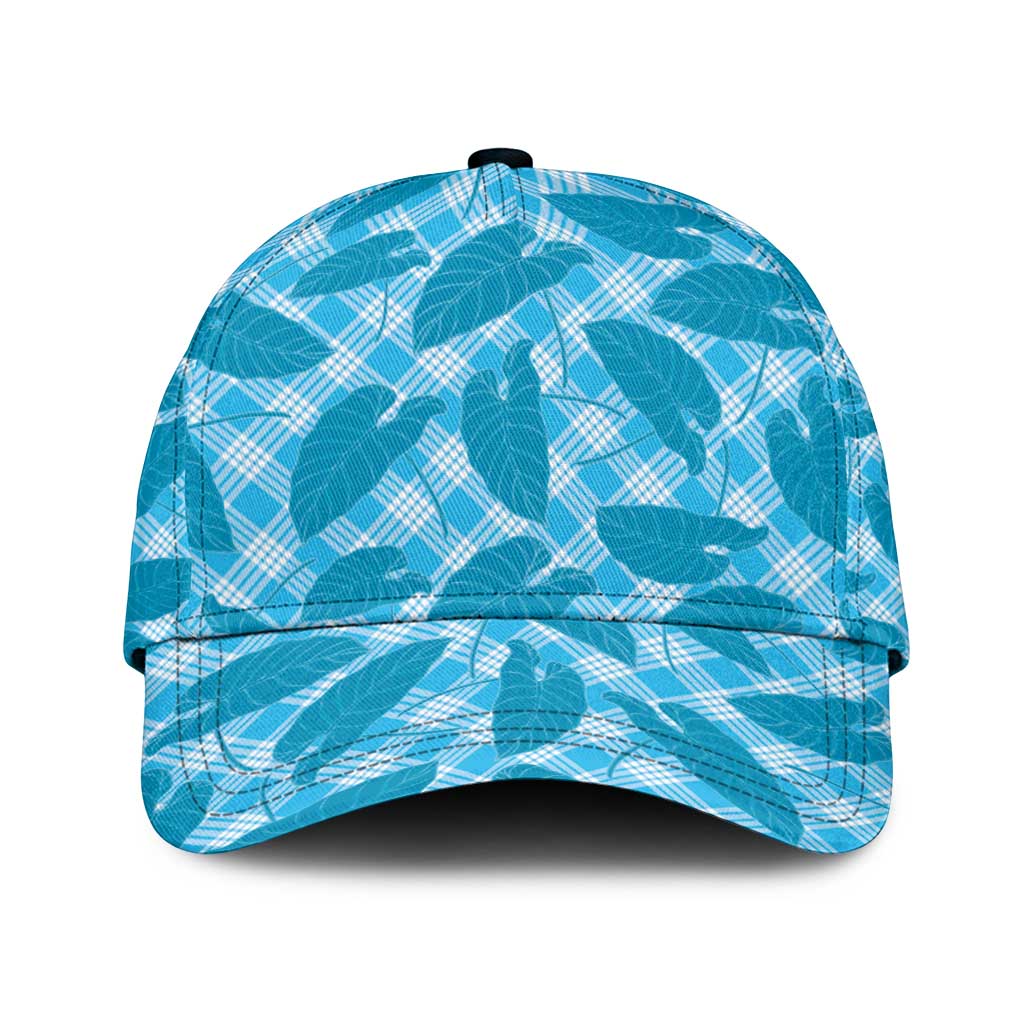 Blue Hawaii Kalo Palaka Motifs Classic Cap Hawaiian Taro Leaves Elegant Vibes LT14 Universal Fit Blue - Polynesian Pride