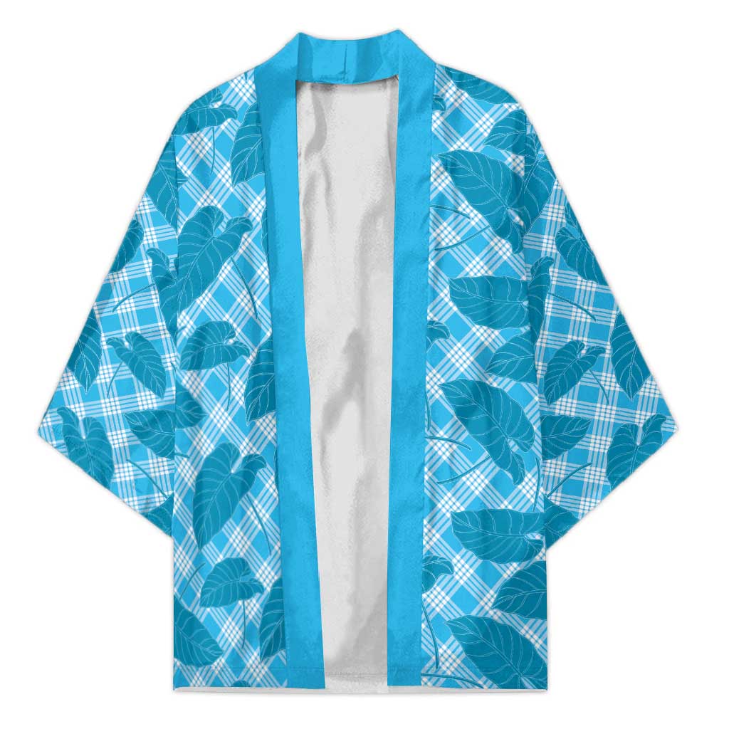 Blue Hawaii Kalo Palaka Motifs Kimono Hawaiian Taro Leaves Elegant Vibes LT14 Unisex Blue - Polynesian Pride