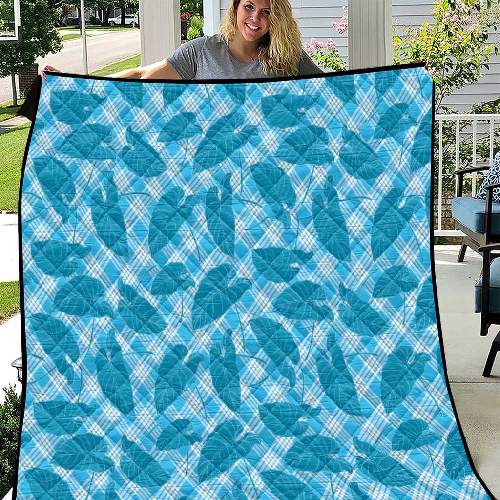 Blue Hawaii Kalo Palaka Motifs Quilt Hawaiian Taro Leaves Elegant Vibes LT14 Blue - Polynesian Pride