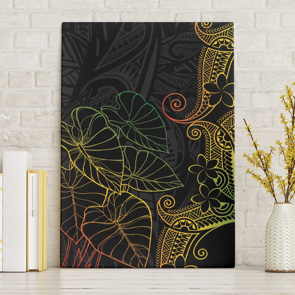 Aloha Hawaii Kalo Canvas Wall Art Reggae Taro Polynesian Pattern LT14 Without Frame Black - Polynesian Pride