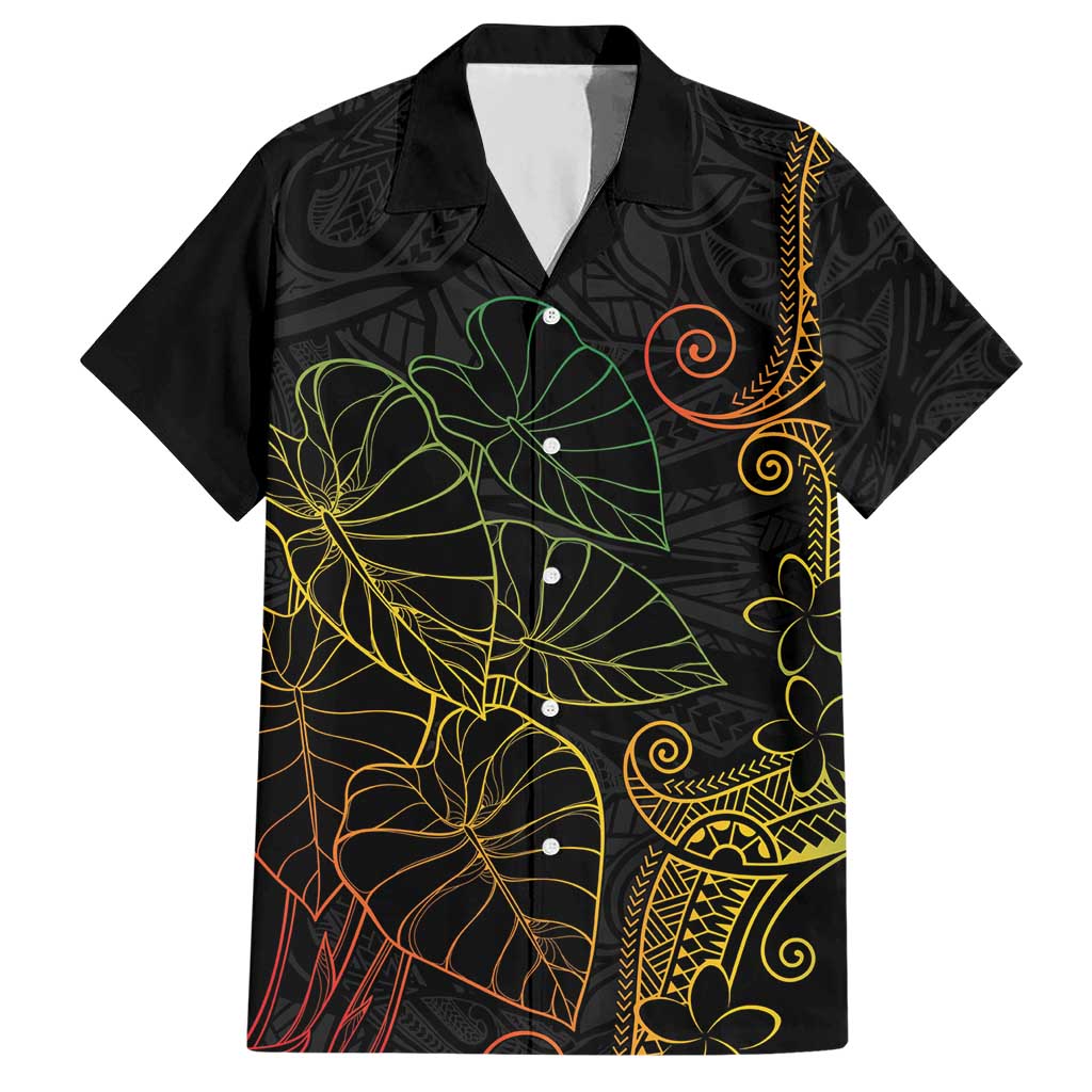 Aloha Hawaii Kalo Hawaiian Shirt Reggae Taro Polynesian Pattern LT14 Black - Polynesian Pride